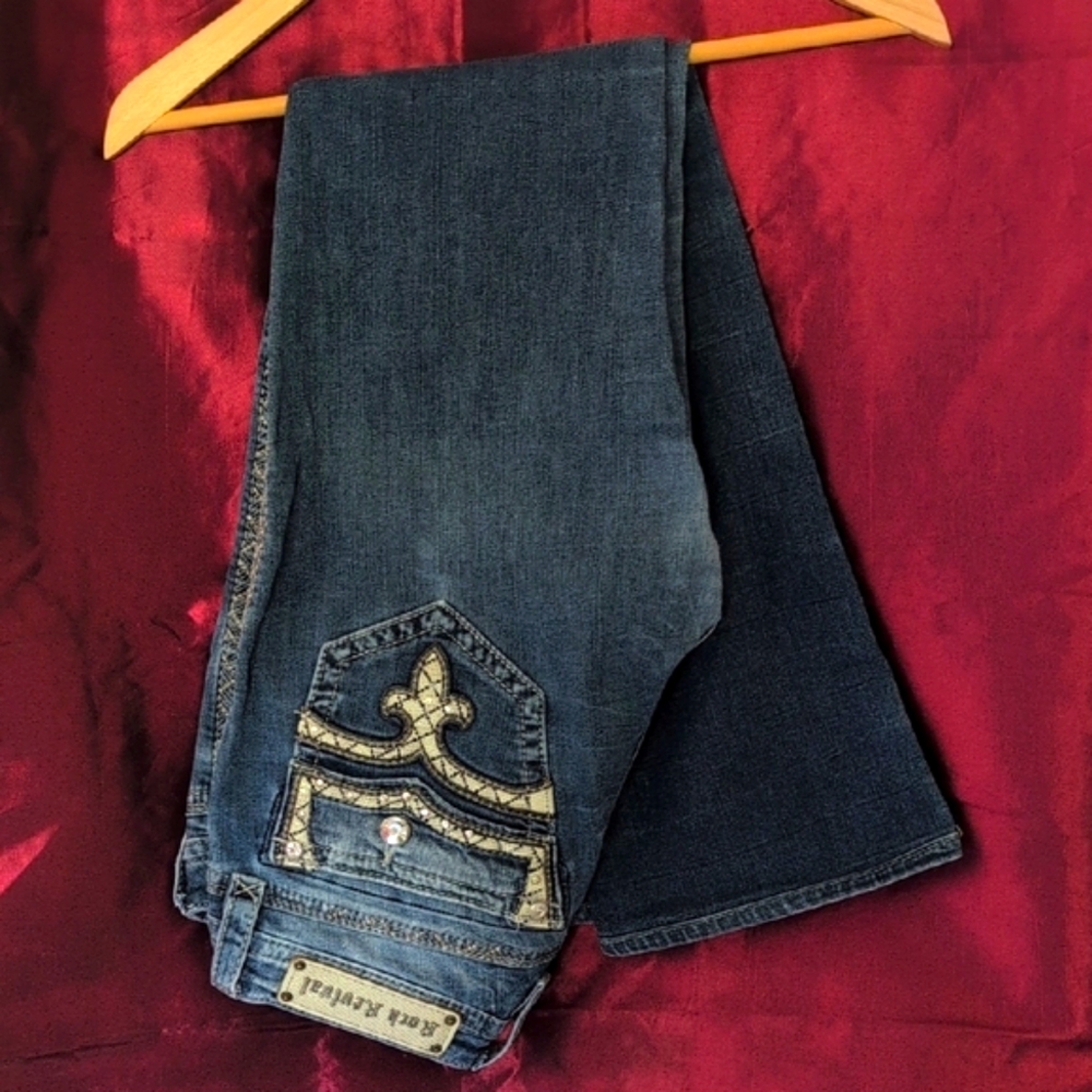 Rock Revival Dark Wash Jeans with Embroidered Pocket